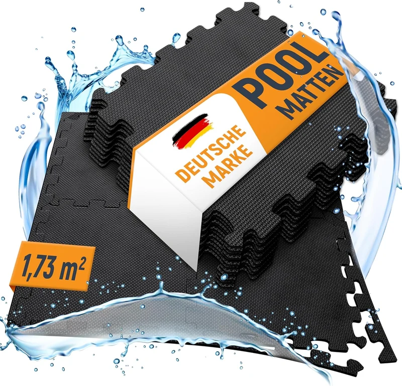 Bodenschutzmatte Pool Outdoor, zuschneidbar, für Whirlpool und Planschbecken (Schwarz)