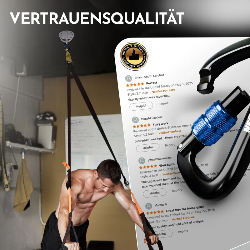 Ultraleichter Verschlusskarabiner mit Screw-Lock (Aluminium, mit Schnellverschluss) (Karabiner 2er-Set)