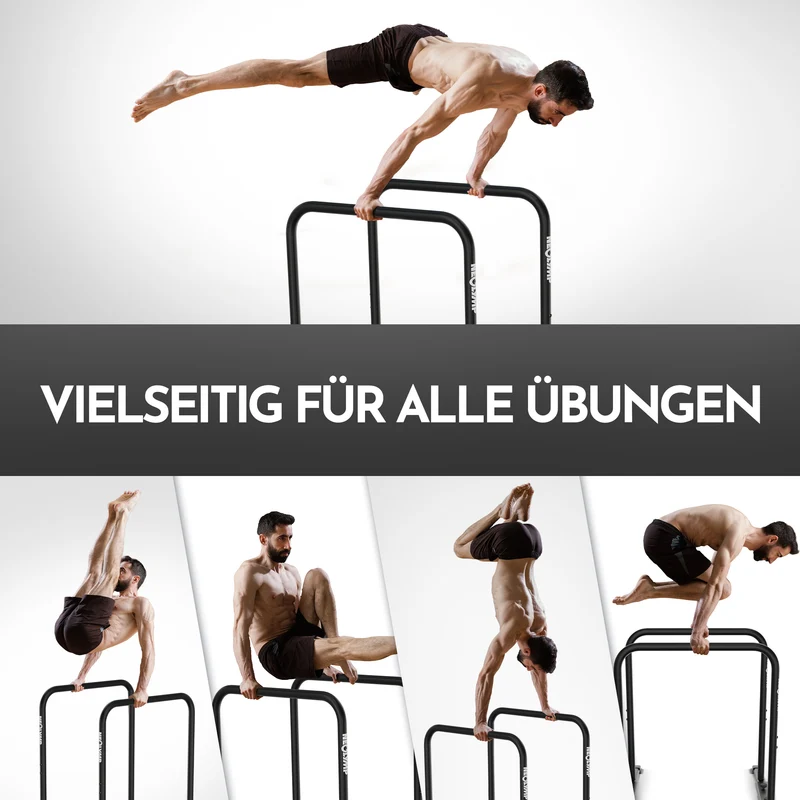 Premium Dip Barren pulverbeschichtet + Resistance-Band und Grip Tape