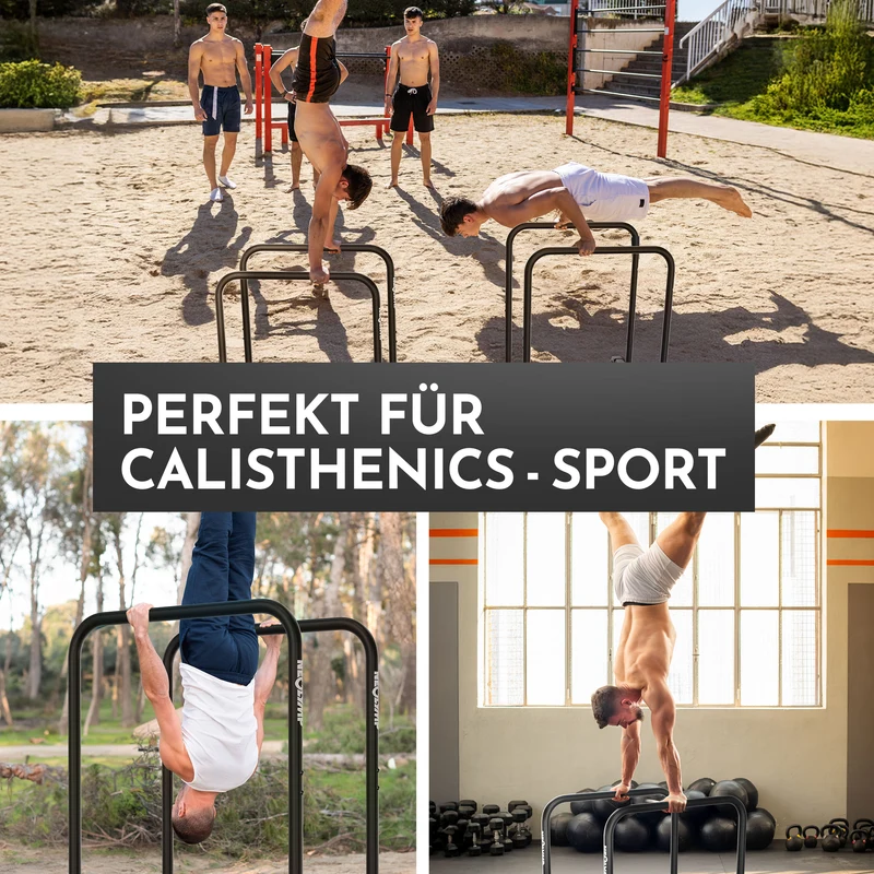Premium Dip Barren pulverbeschichtet + Resistance-Band und Grip Tape