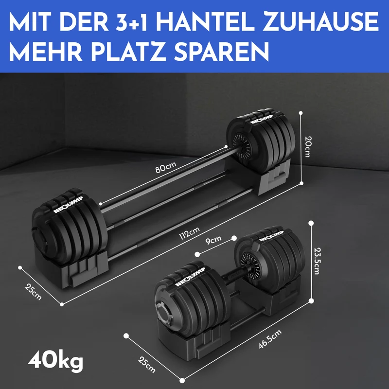 2-in-1 Hantelset zum Verstellen 41kg