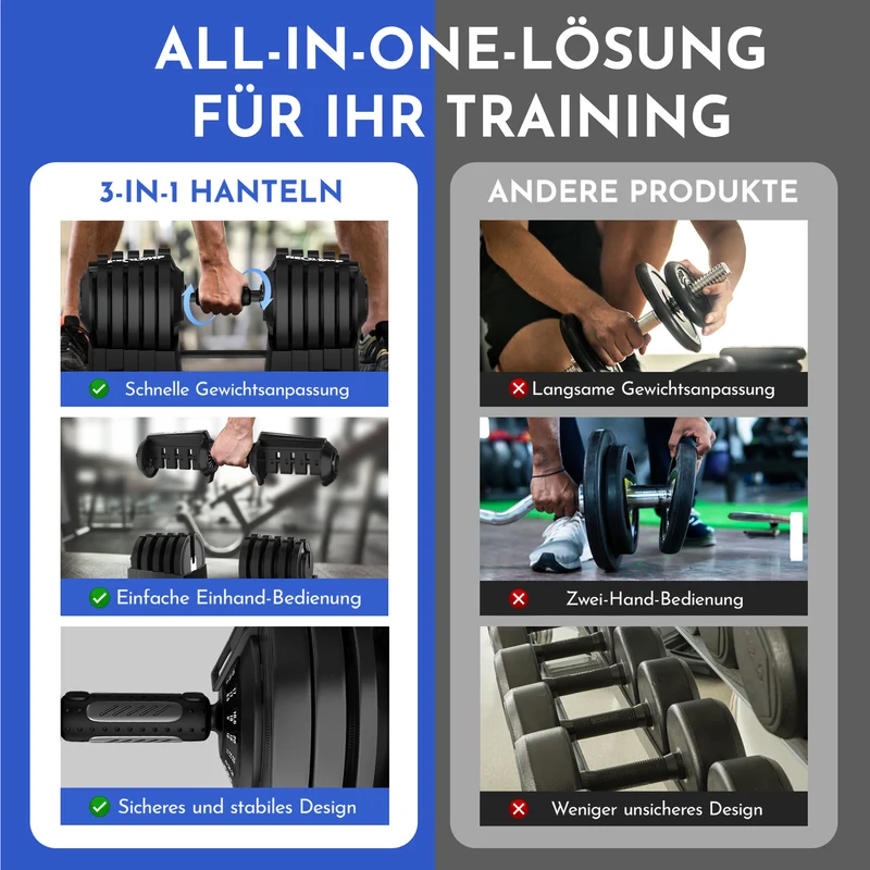 2-in-1 Hantelset zum Verstellen 41kg
