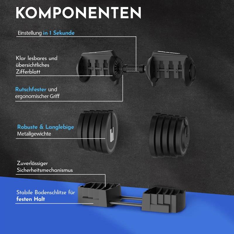2-in-1 Hantelset zum Verstellen 41kg