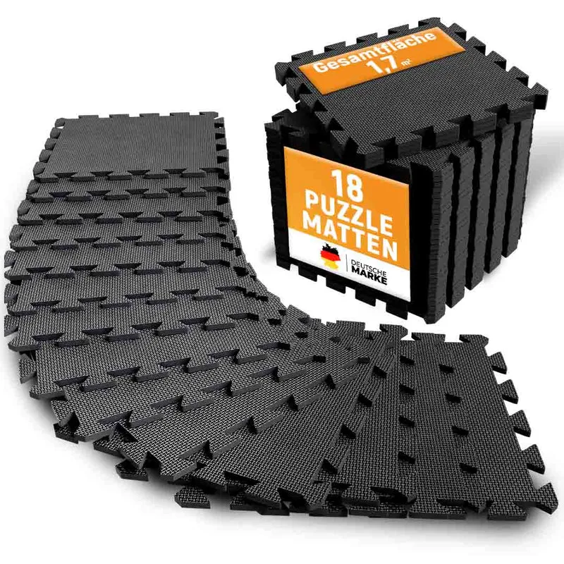 Puzzlematten aus Schaumstoff (Sportsboden, Fitnessunterlage) (Schwarz)