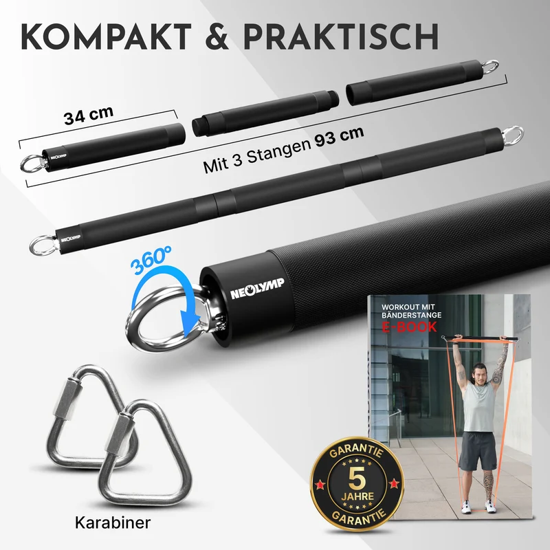 Bänderstange für Fitnessbänder - inkl. Karabiner