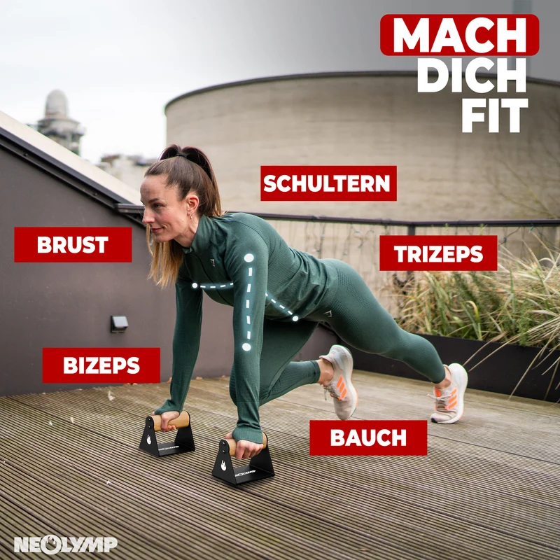 2er-Set Liegestützgriffe mit ergonomischem Holzgriff