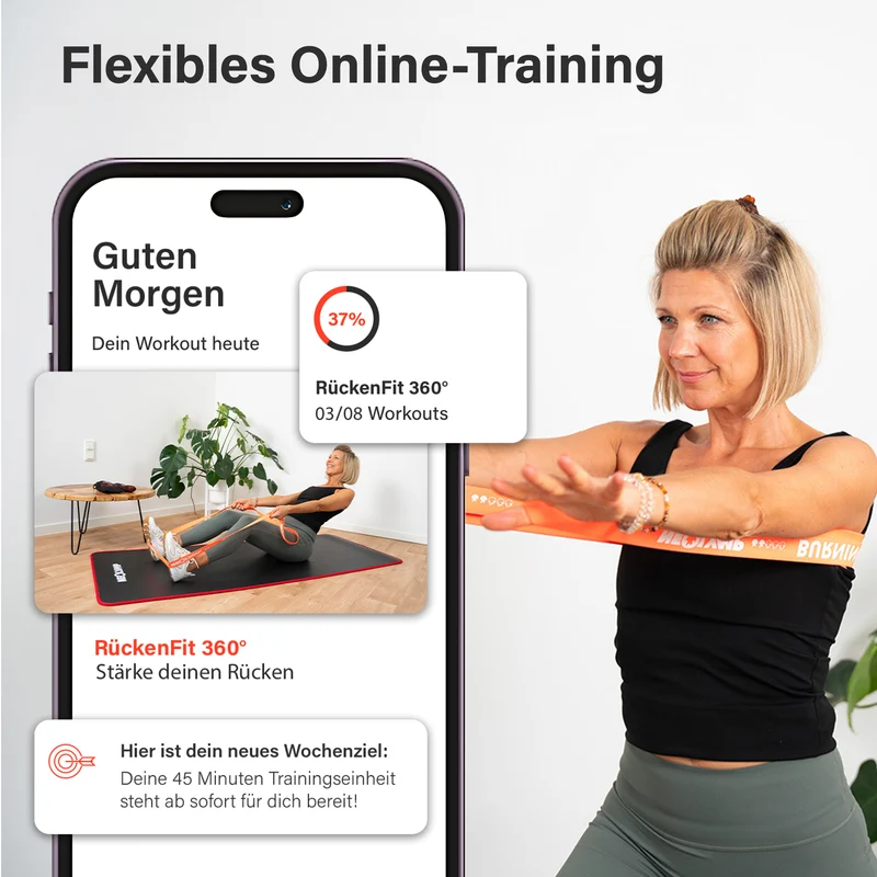 Online-Präventionskurs für den Rücken - mit gratis Fitnessbänder-Set