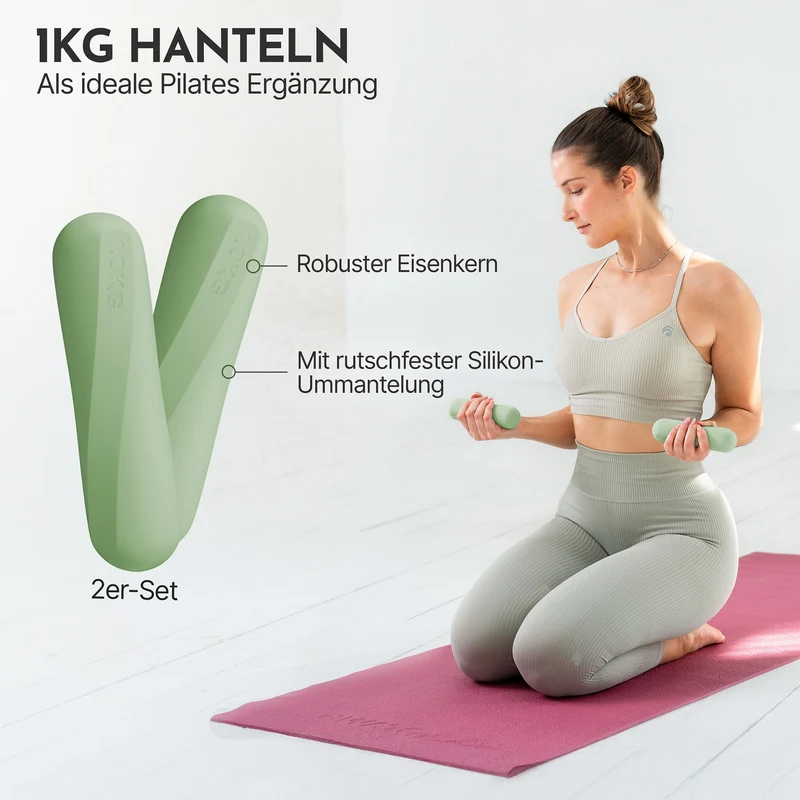 Pilateshanteln 2er Set aus hochwertigem Silikon, 1-2 kg