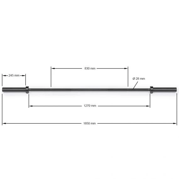 Langhantel - 50 mm x 185 cm - schwarz