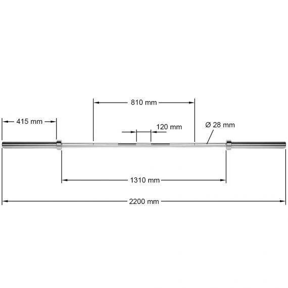 Langhantelstange Classic 220 cm - mit Kugellagerung - bis 250 kg belastbar