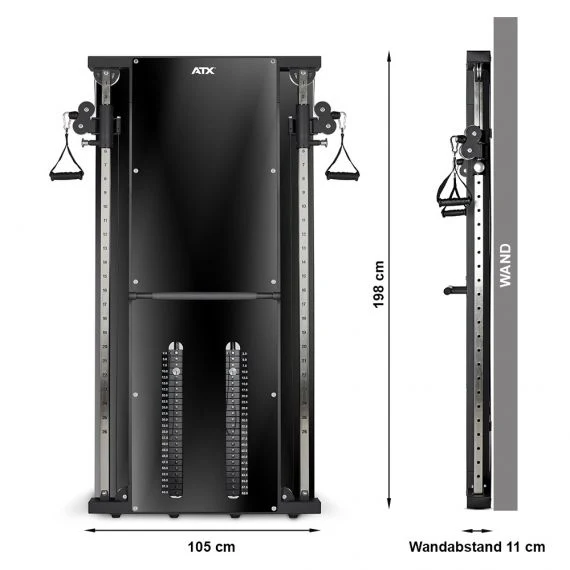 ATX® Duale Wandzugstation - 2 x 60 kg Steckgewichten