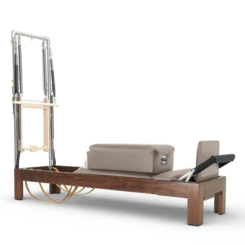 Elina Pilates Reformer Klassisch Dunkles Holz 86 Zoll mit Tower