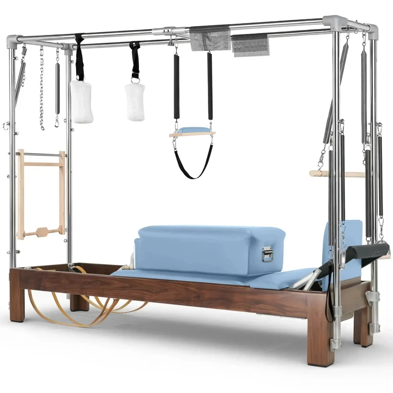 Elina Pilates Reformer Cadillac Klassisch Dunkles Holz – Professionelles Studio-Kombigerät