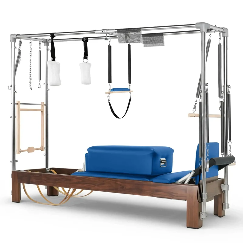 Elina Pilates Reformer Cadillac Klassisch Dunkles Holz – Professionelles Studio-Kombigerät