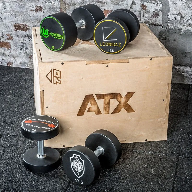 Polyurethan Dumbbell - Customer Logo - in 2 kg Steps - Kompakthantelsatz 4 - 60 kg