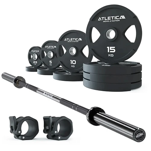 Langhantel Set Delta Tripple Black I 2H Gripper Plates 95kg I Kautschuk Verschlüsse