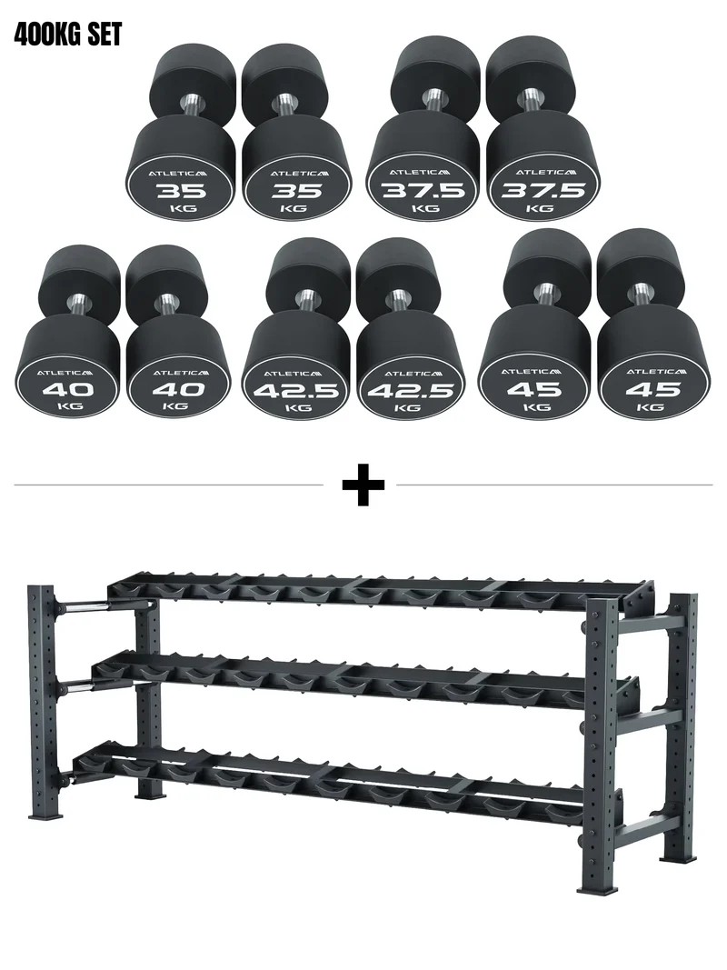 Mammoth Set XL | Premium Kurzhantelregal & PU Rundhanteln 35 - 45kg