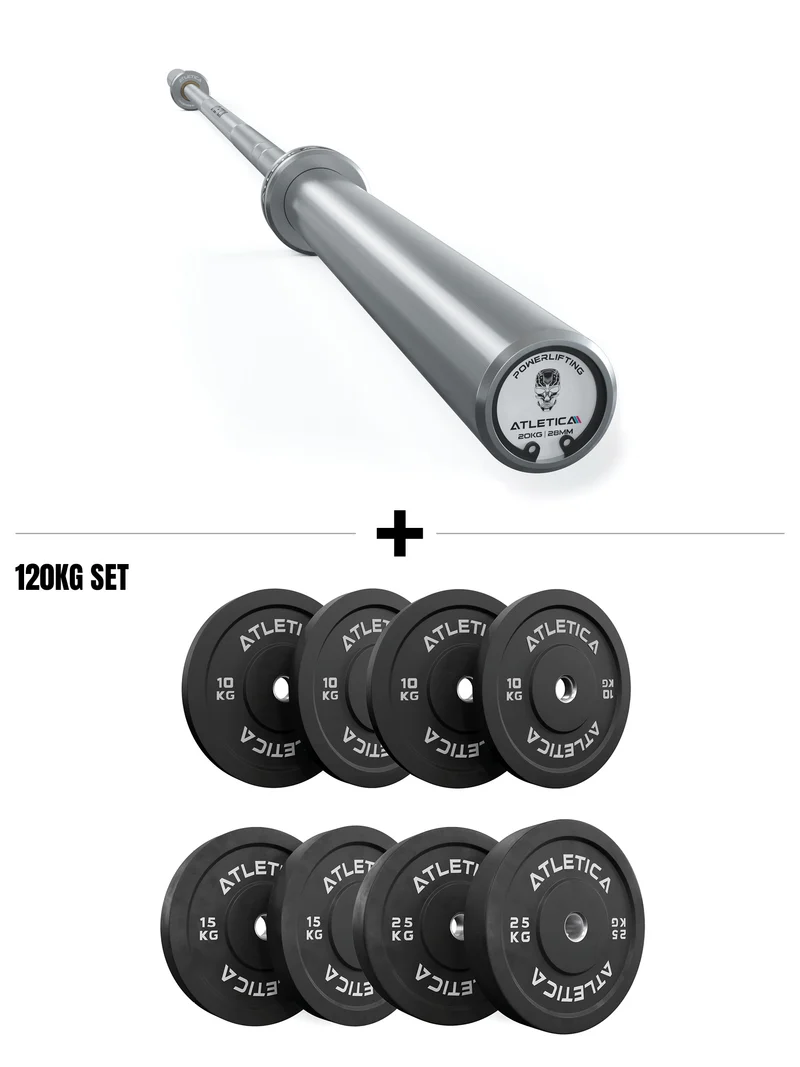 Gamma Shadow Set I Gamma Chrome Langhantel & 120kg Bumper Plates
