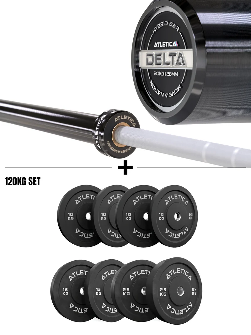 Delta Shadow Set I Delta Langhantel & 120kg Black Bumper Plates