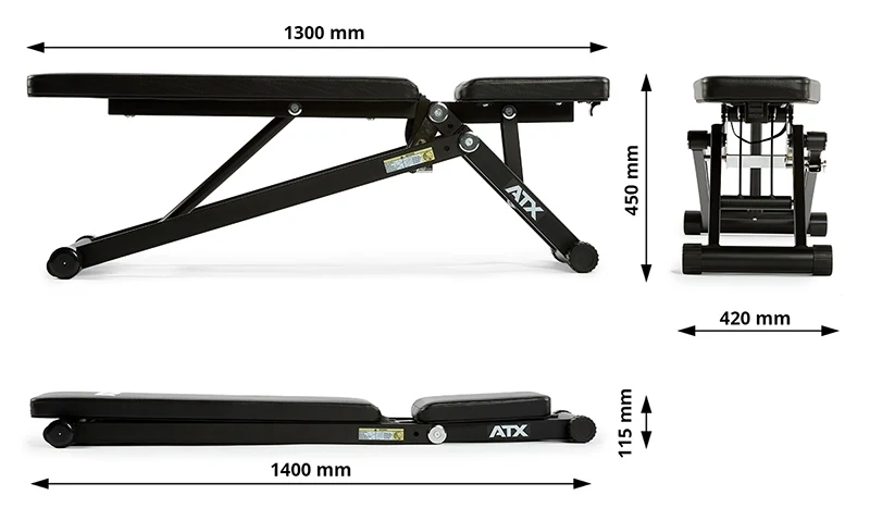 ATX® Hantelbank - klappbar - schwarz