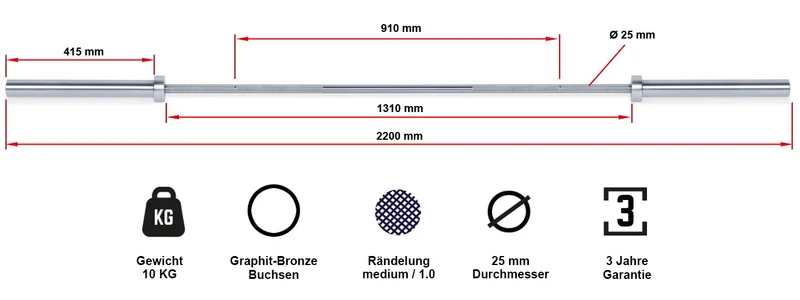ATX® Weightlifting Technique Bar - 10 kg - 220 cm