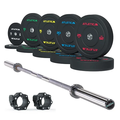 Langhantel Set Alpha I High Temp Bumper Plates 150kg I Pro Verschlüsse
