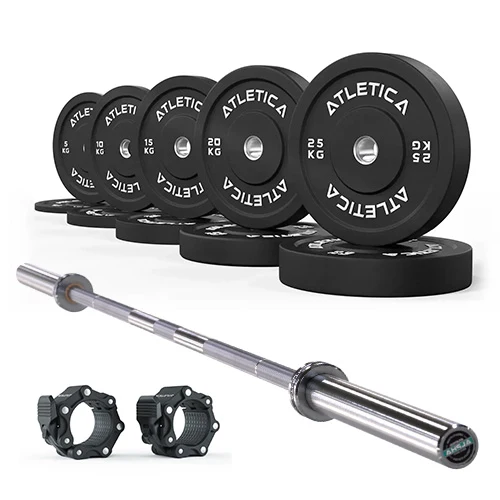Langhantel Set Alpha I Bumper Plates 150kg I Pro Verschlüsse