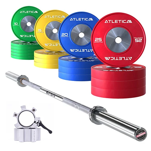 Langhantel Set Gamma Chrome I Competition Bumper Plate Set 300kg I Aluminiumverschlüsse