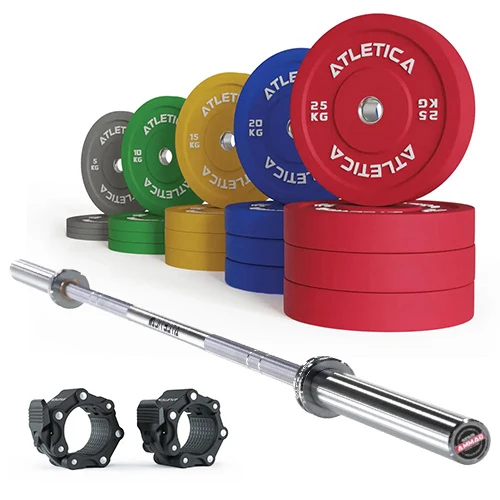 Langhantel Set Gamma Chrome I Color Bumper Plate Set 300kg I Pro Collars