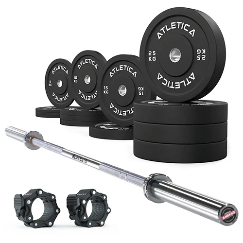 Gamma Langhantel Chrome | Bumper Plates Schwarz 190kg | Pro Hantelverschlüsse