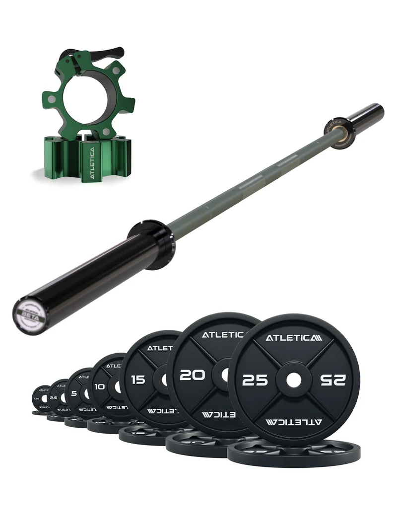 Langhantel Set Beta Military Green I Iron Plates 157.5kg I Aluminiumverschlüsse Military Green