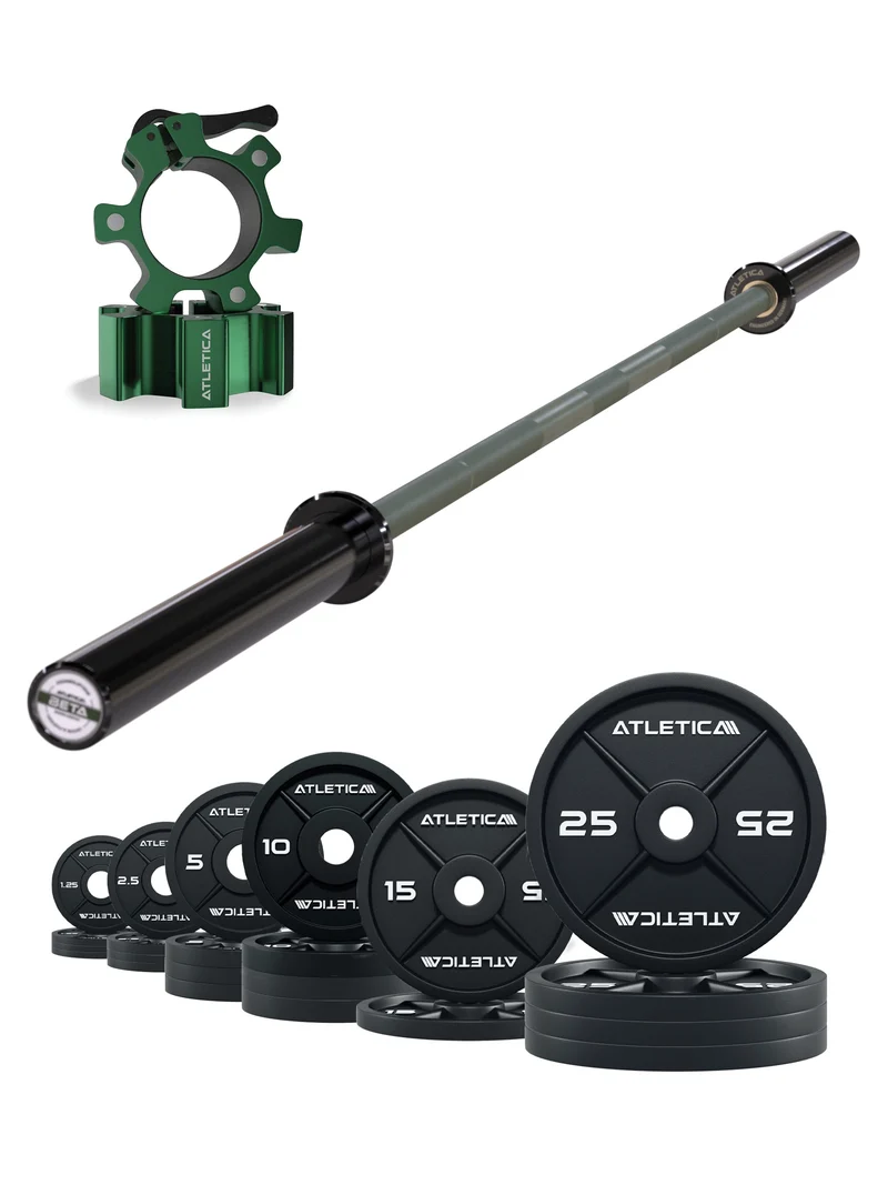 Langhantel Set Beta Military Green I Iron Plates 205kg I Aluminiumverschlüsse