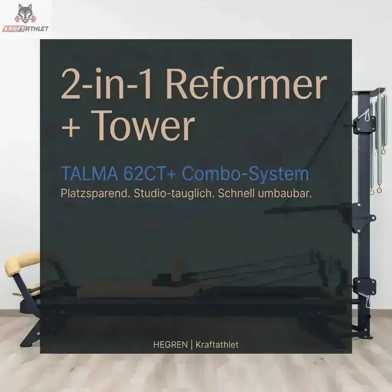 Hegren TALMA 62CT+ Combo Reformer Tower - 2in1 Pilates System, Silver