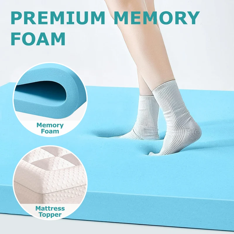 AIRHOT Dual Layer 3 Inch Memory Foam Mattress Topper, 2 Inch Gel Memory Foam and 1 Inch Cooling Pillow Top Mattress Pad Cover
