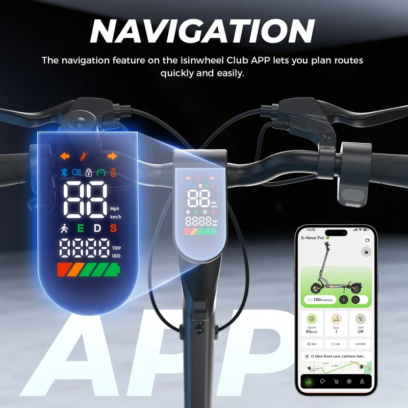 S-Nova Pro Electric Scooter, 1000W Motor, 48V 13Ah Battery, 10 Inch Tires, 45km/h Max Speed, 60km Range, Double Disc Brakes