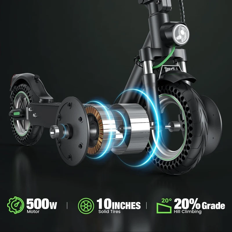 S9Max Electric Scooter, 500W Motor, 36V 10Ah Battery, 10 Inch Tires, 35km/h Max Speed, 40km Range, Rear Disc Brakes, Dual Suspension