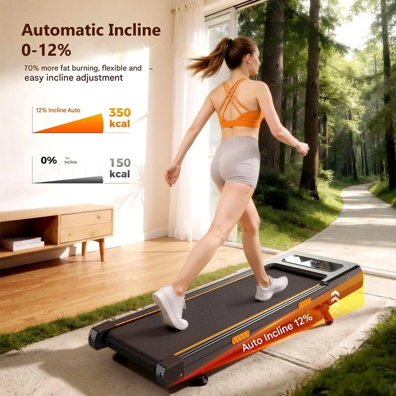 JT32 AdaptTrek Treadmill Auto Incline with 12% Automatic Cushioning Walking Pad Under Desk with Smart App 180KG Load