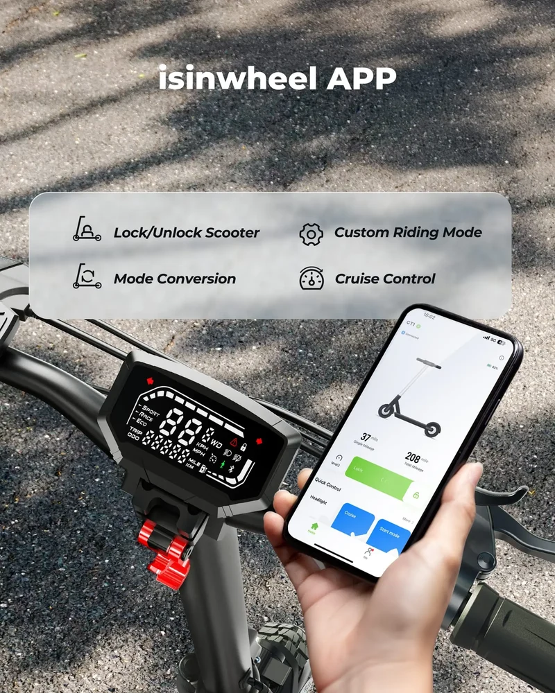 GT1 Electric Scooter, 800W Motor, 48V 10Ah Battery, 10 Inch Tires, 45km/h Max Speed, 45km Range, Double Disc Brakes, Dual Suspension