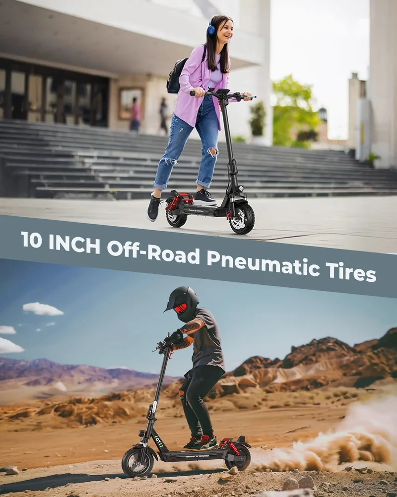 GT1 Electric Scooter, 800W Motor, 48V 10Ah Battery, 10 Inch Tires, 45km/h Max Speed, 45km Range, Double Disc Brakes, Dual Suspension