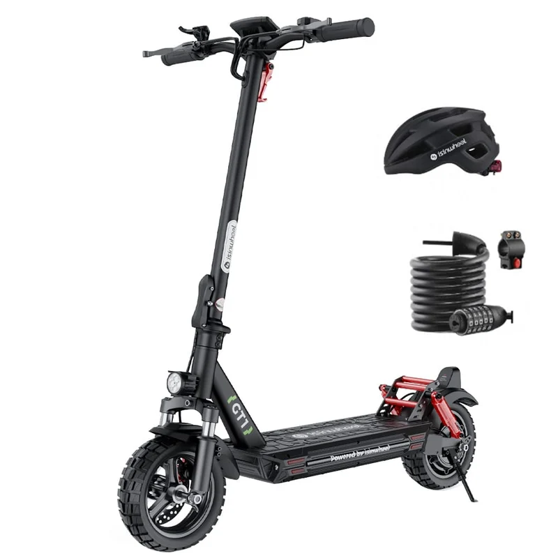 GT1 Electric Scooter, 800W Motor, 48V 10Ah Battery, 10 Inch Tires, 45km/h Max Speed, 45km Range, Double Disc Brakes, Dual Suspension