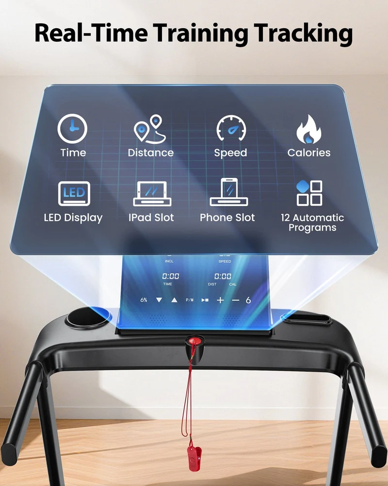 JT61 Home Treadmill Auto Incline+, 1-15% Electric Incline, 13,5 km/h, Foldable, CE Certified