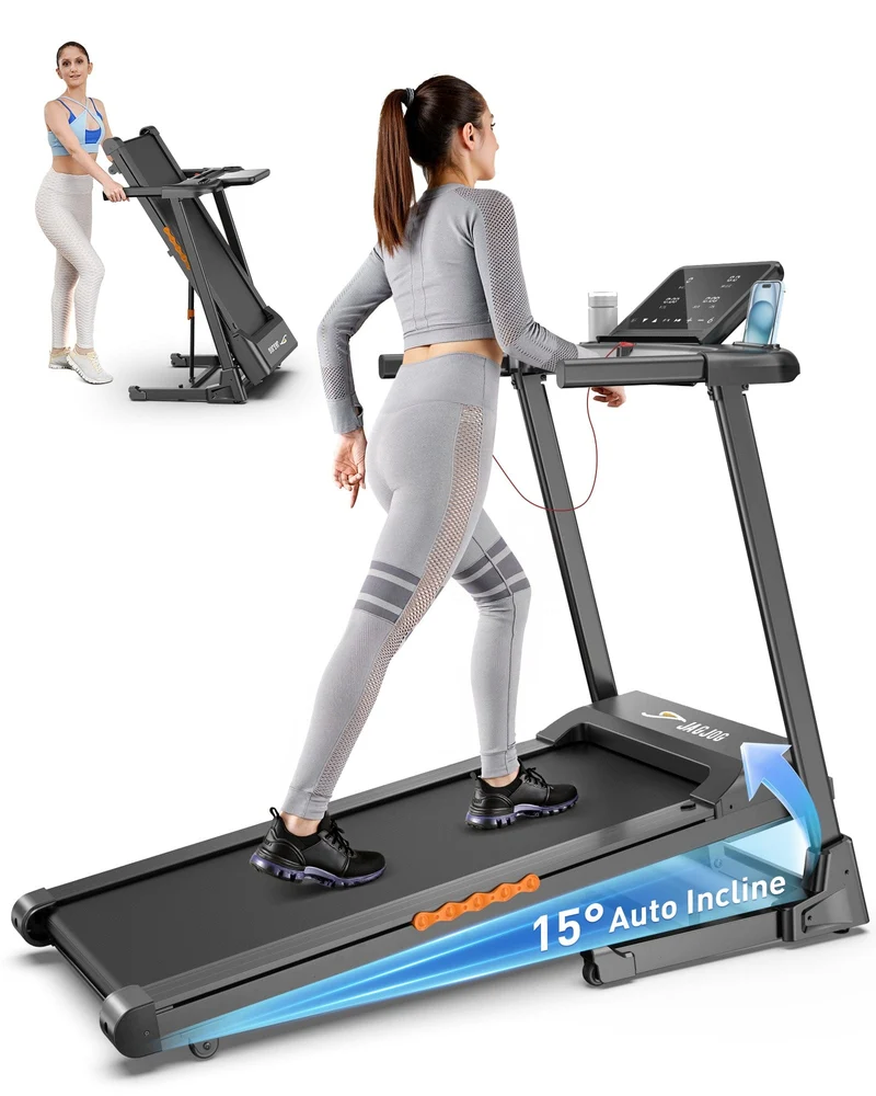JT61 Home Treadmill Auto Incline+, 1-15% Electric Incline, 13,5 km/h, Foldable, CE Certified