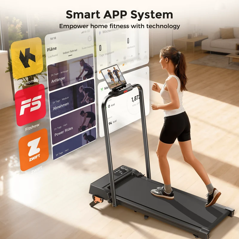 JT52 Home Treadmill APP Connected Foldable Compact Walking Pad 12 km/h, CE Approval Electric Walking Machine