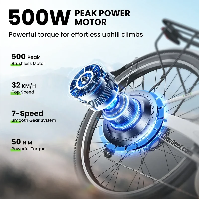 U2 Commuter Electric Bike - City E-Bike, 500W Motor, 55KM Range, CE Certified