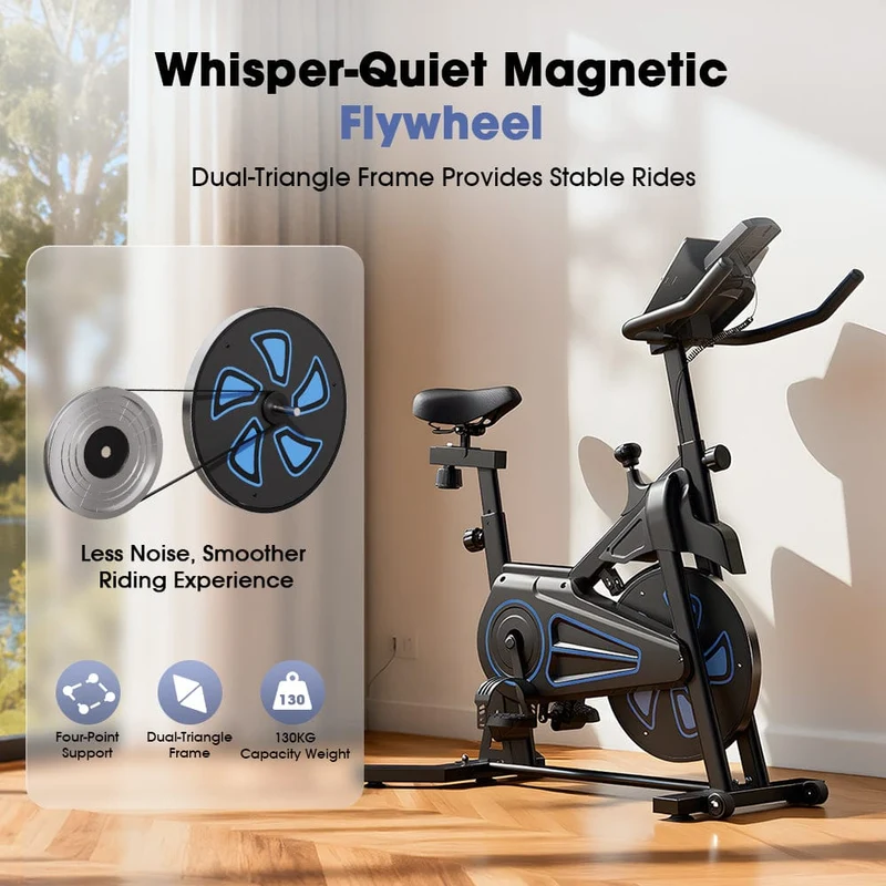 QK116C Exercise Bike with Adjustable Magnetic Resistance Stationary Bikes for Home, with Comfortable Seat, Digital Monitor