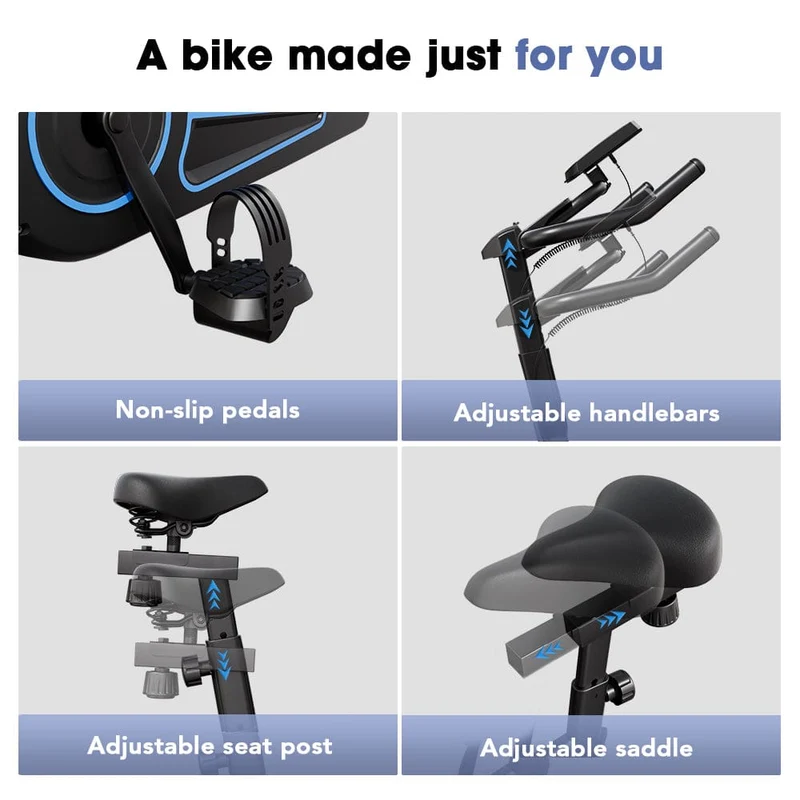 QK116C Exercise Bike with Adjustable Magnetic Resistance Stationary Bikes for Home, with Comfortable Seat, Digital Monitor