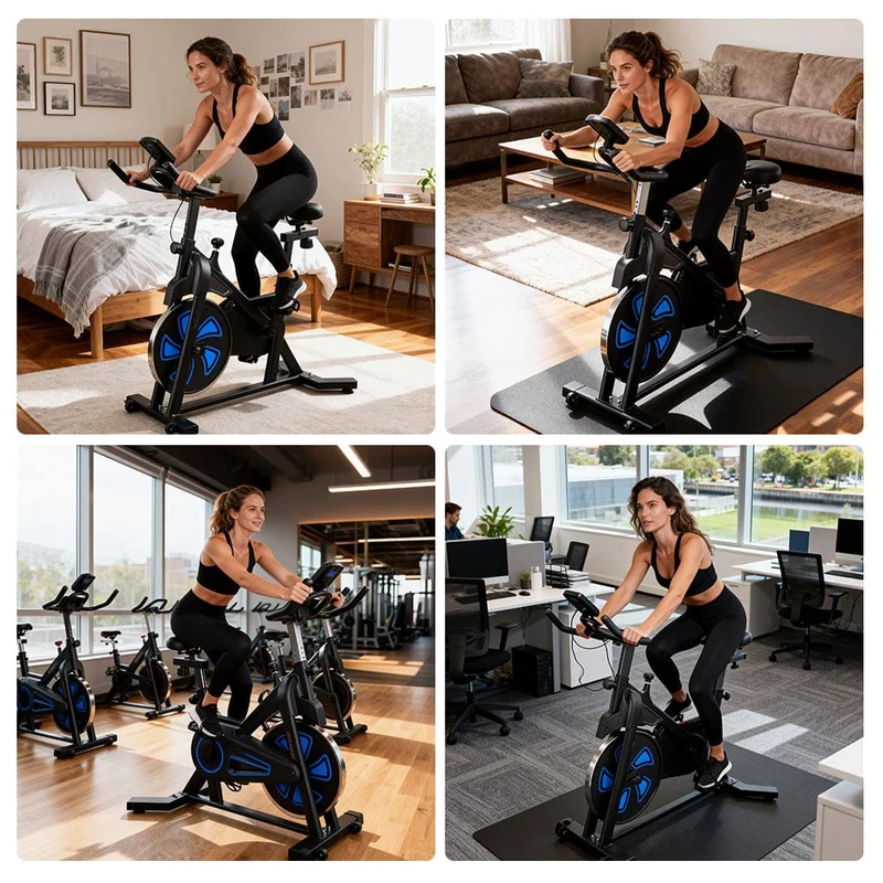 QK116C Exercise Bike with Adjustable Magnetic Resistance Stationary Bikes for Home, with Comfortable Seat, Digital Monitor