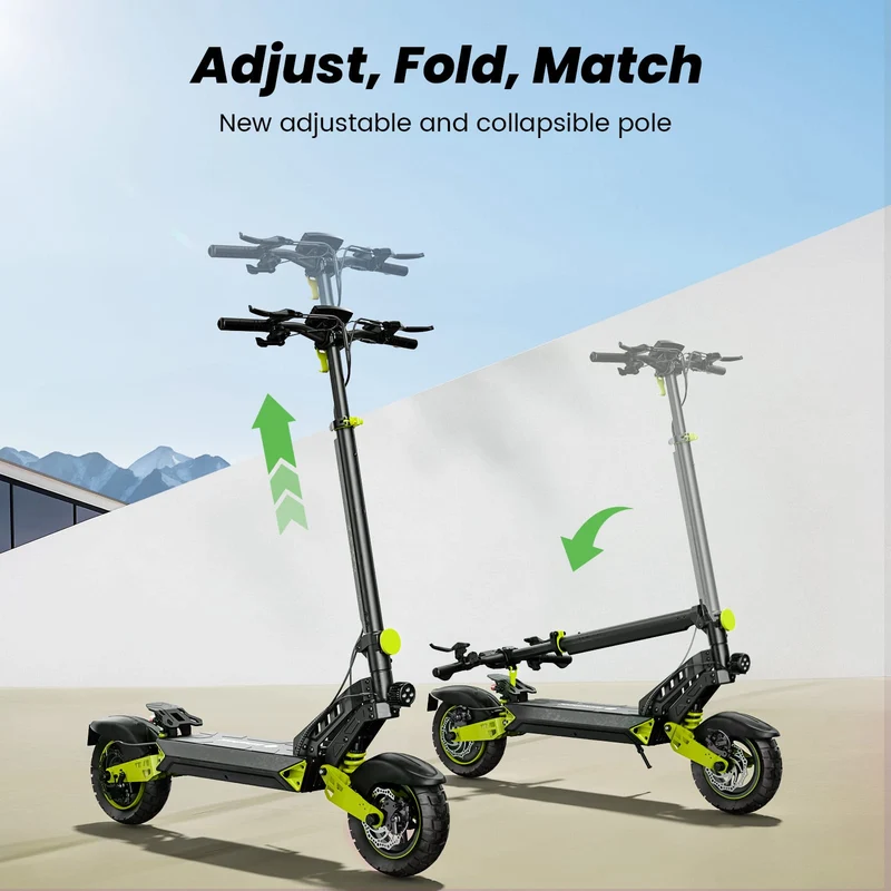 D2 Electric Scooter, 1000W Motor, 48V 15,6Ah Battery, 10 Inch Tires, 45km/h Max Speed, 55km Range, Double Disc Brakes, Dual Suspension