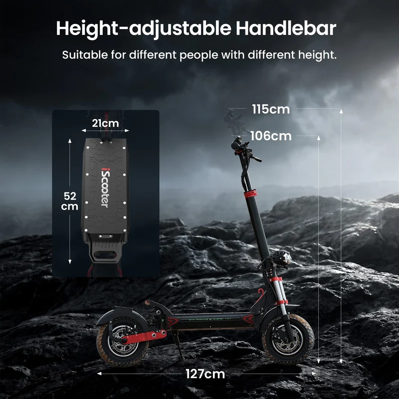 IX8 Electric Scooter, 2*1200W Motor, 48V 20Ah Battery, 12 Inch Tires, 60km/h Max Speed, 70km Range, Double Disc Brakes, Dual Suspension