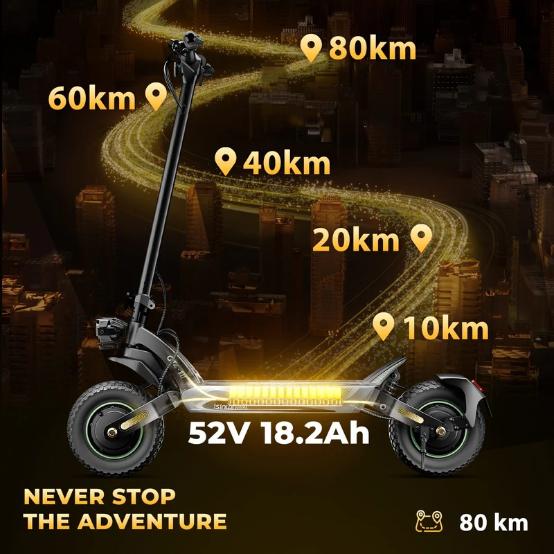 GT4 Electric Scooter, 2*1200W Motor, 52V 12,8Ah Battery, 12 Inch Tires, 70km/h Max Speed, 80km Range, Double Disc Brakes, Dual Swingarm Suspension